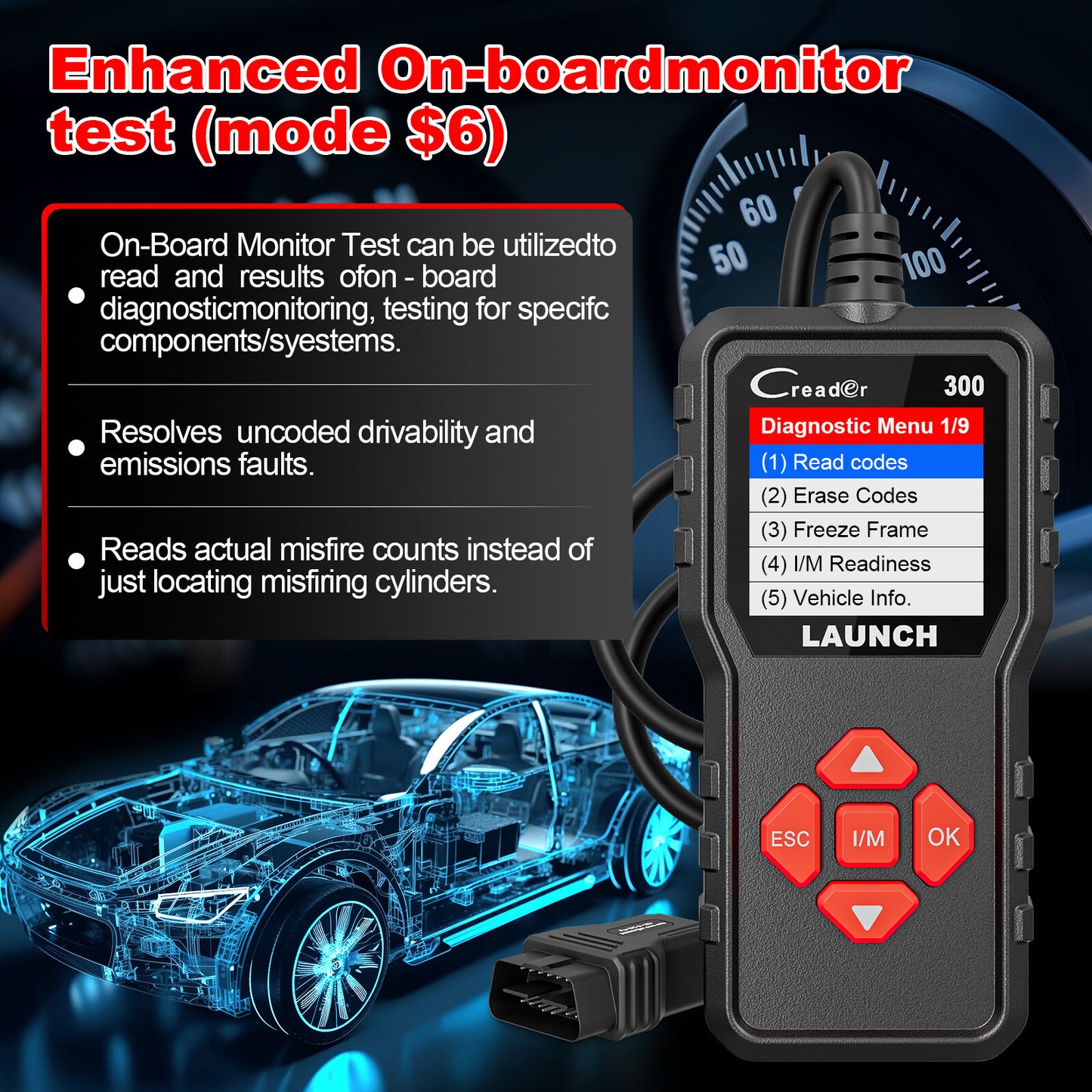 Launch CR300 OBD2 Scanner Code Reader Check Engine Fault Car Diagnostic Tool US