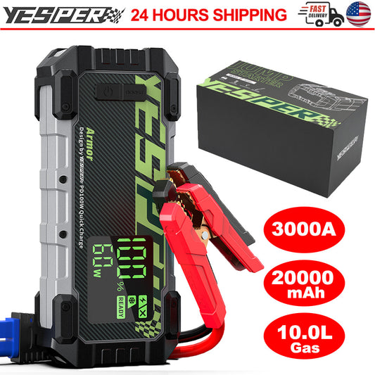 Car Jump Starter 3000A 100W Fast-Charging Portable Battery Booster Pack YESPER
