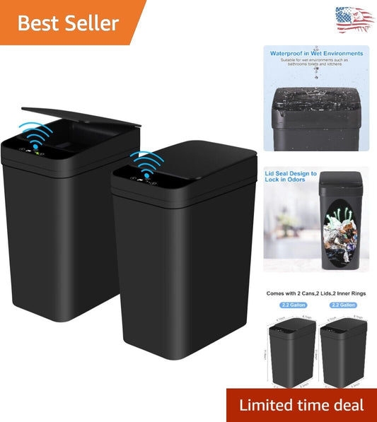 Sleek Automatic Trash Cans 2.2 Gallon - Odor-Sealing, Touchless Design