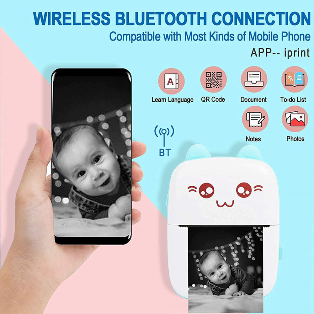 Mini Pocket Thermal Printer Bluetooth Cellphone Photos Sticker Inkless Printing