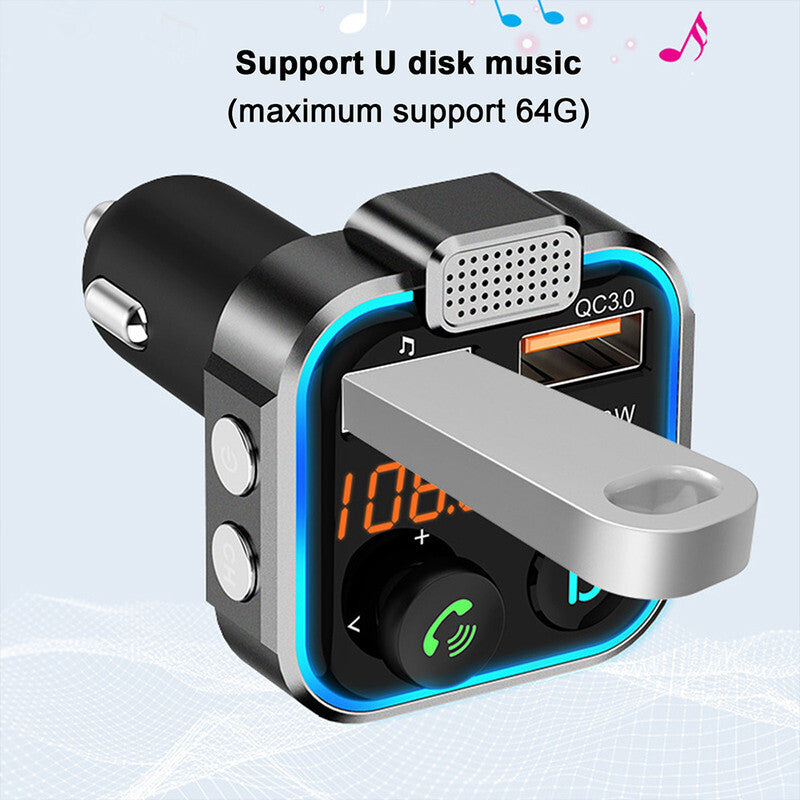 Bluetooth FM Transmitter Car Adapter QC3.0 PD USB Charger FM Radio Handsfree /