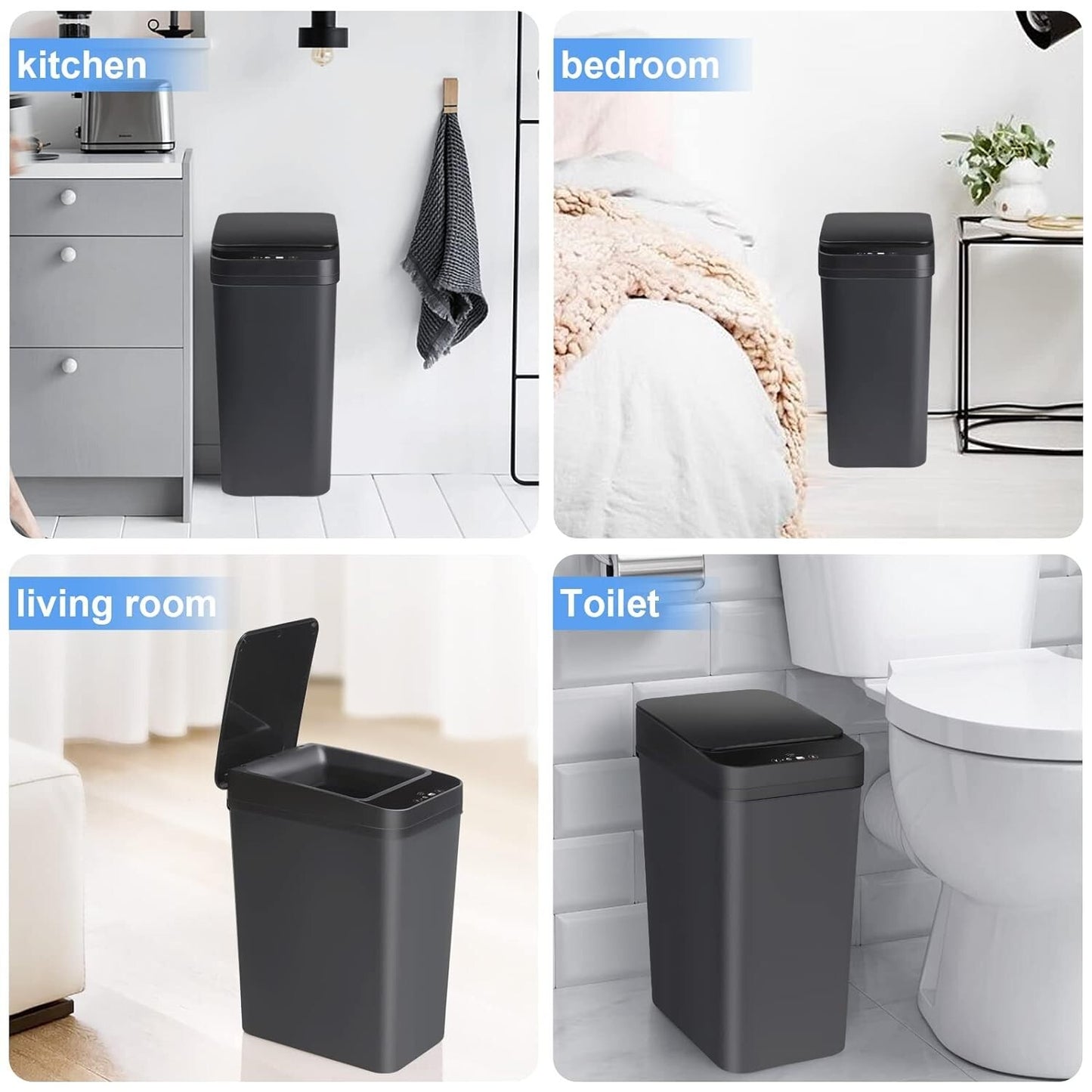 Sleek Automatic Trash Cans 2.2 Gallon - Odor-Sealing, Touchless Design