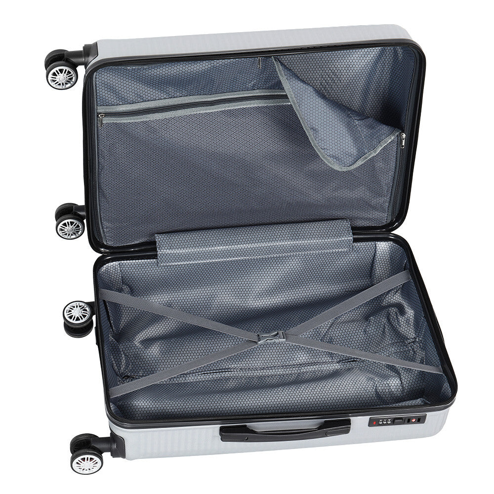 20&24&28" Luggage Travel Set Bag ABS Trolley Hard Shell Suitcase w/Lock 3Pcs