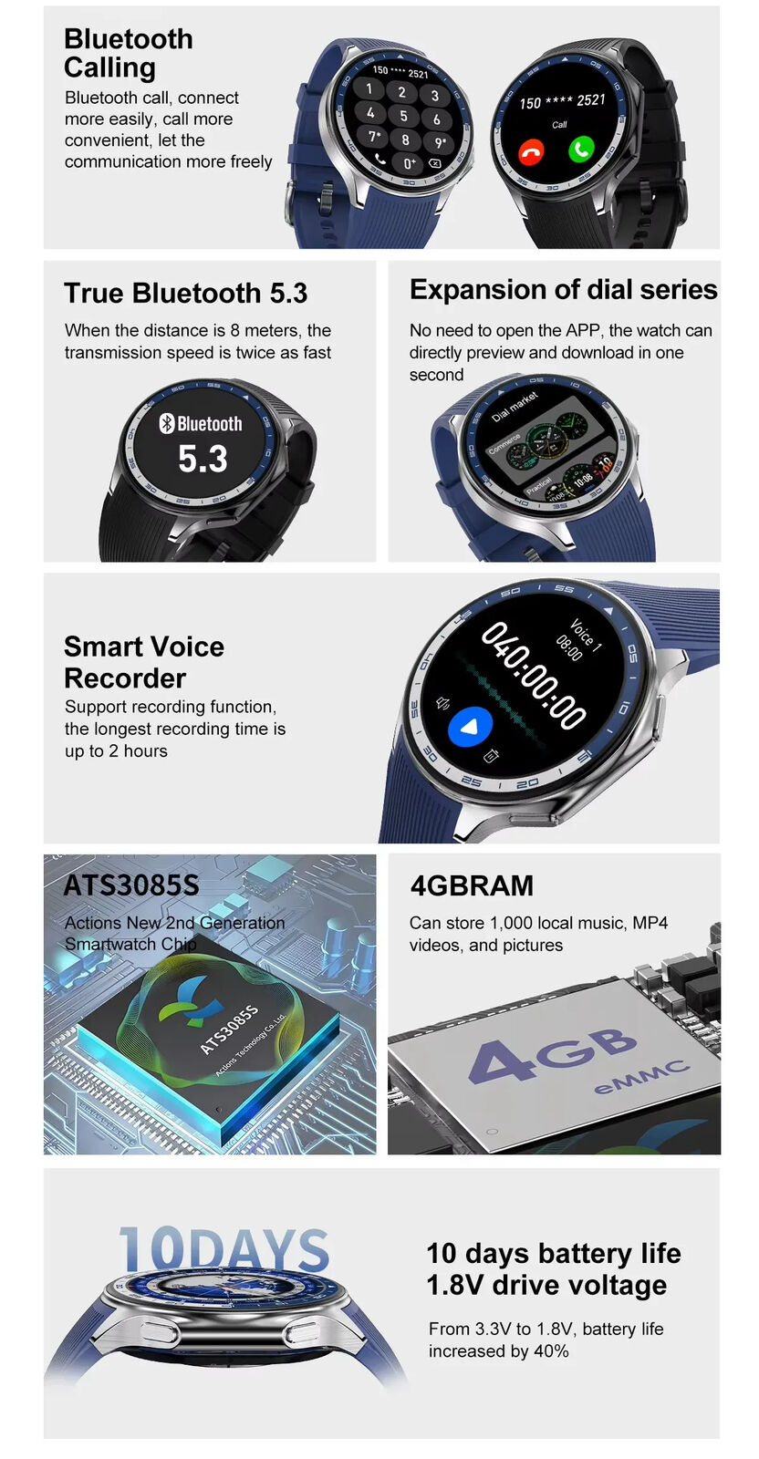 Smart Watch Men Women Wristwatch USB Modes Photo MP3 MP4 Video Music Smartwatch