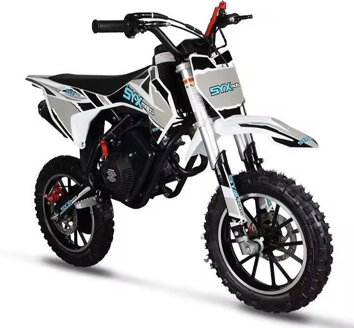 SYX MOTO 58cc Dirt Bike for Kids 4-Stroke Gas Powered Mini Pit Bike- BLUE