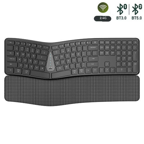 Ergonomic 2.4G Wireless Keyboard Typing,Rest,Multi-Device Rechargeable Bluetooth