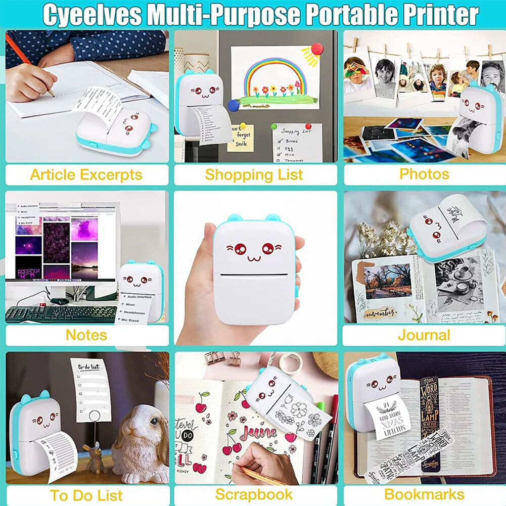 Mini Pocket Thermal Printer Bluetooth Cellphone Photos Sticker Inkless Printing