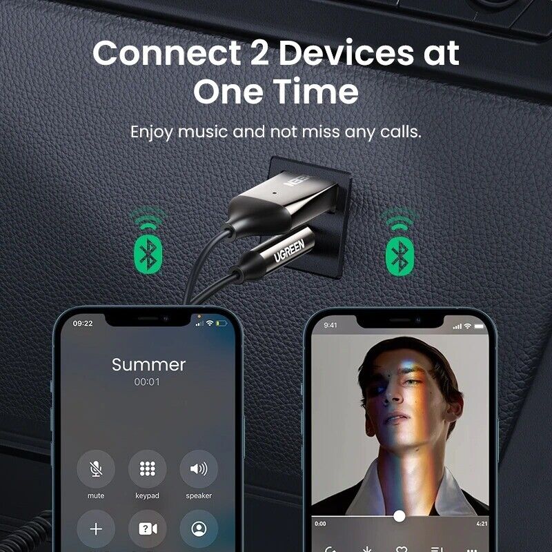 UGREEN Bluetooth Receiver 5.0 Aux 3.5mm USB Adapter Wireless Receiver For Car BT
