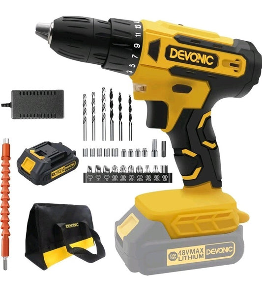 DEVONIC Cordless Drill Set,21V Electric Drill with 1 Lithium Battery and Charger
