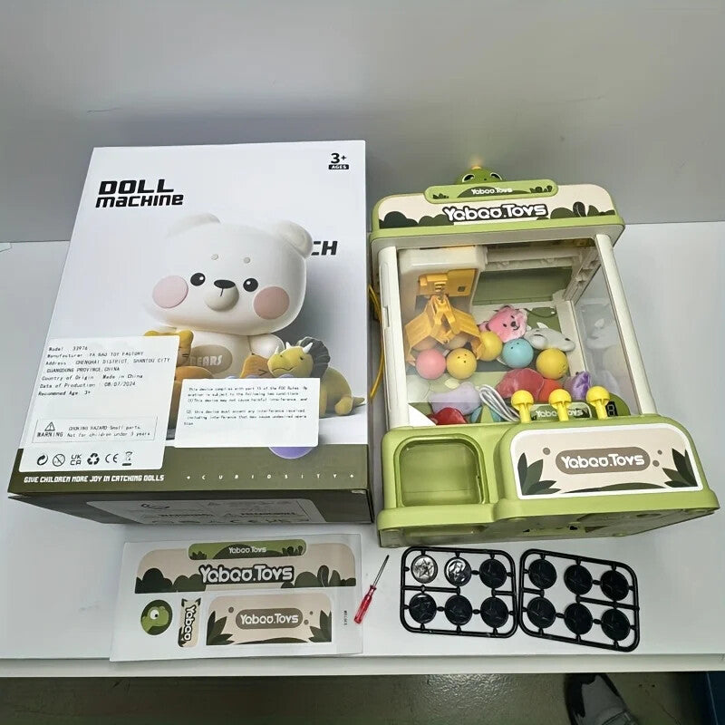 Kids Claw Machine Arcade Toy w/ Lights Music + Plush Toys Prize Grabber Game