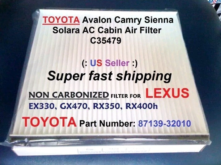 For TOYOTA AC CABIN AIR FILTER Avalon Camry Sienna Solara C35479 87139-32010