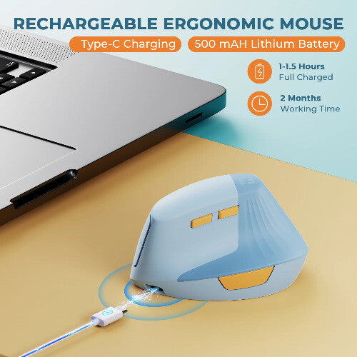 Vertical Wireless Mouse Type C Rechargeable Ergonomic USB & Type C Mice