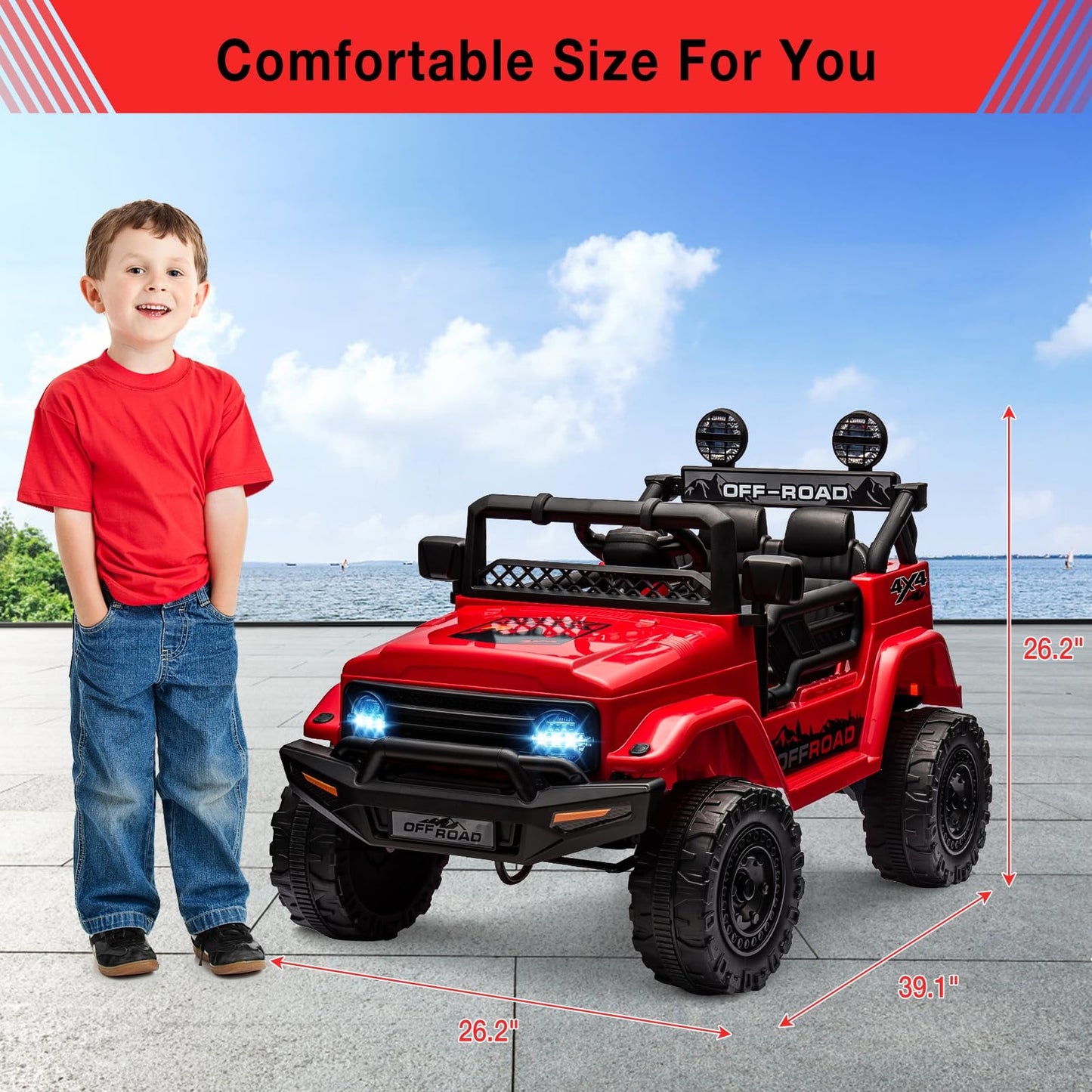 Kids Ride On Truck Car 12V Electric Vehicles Car w/Remote LED Light Music Gift