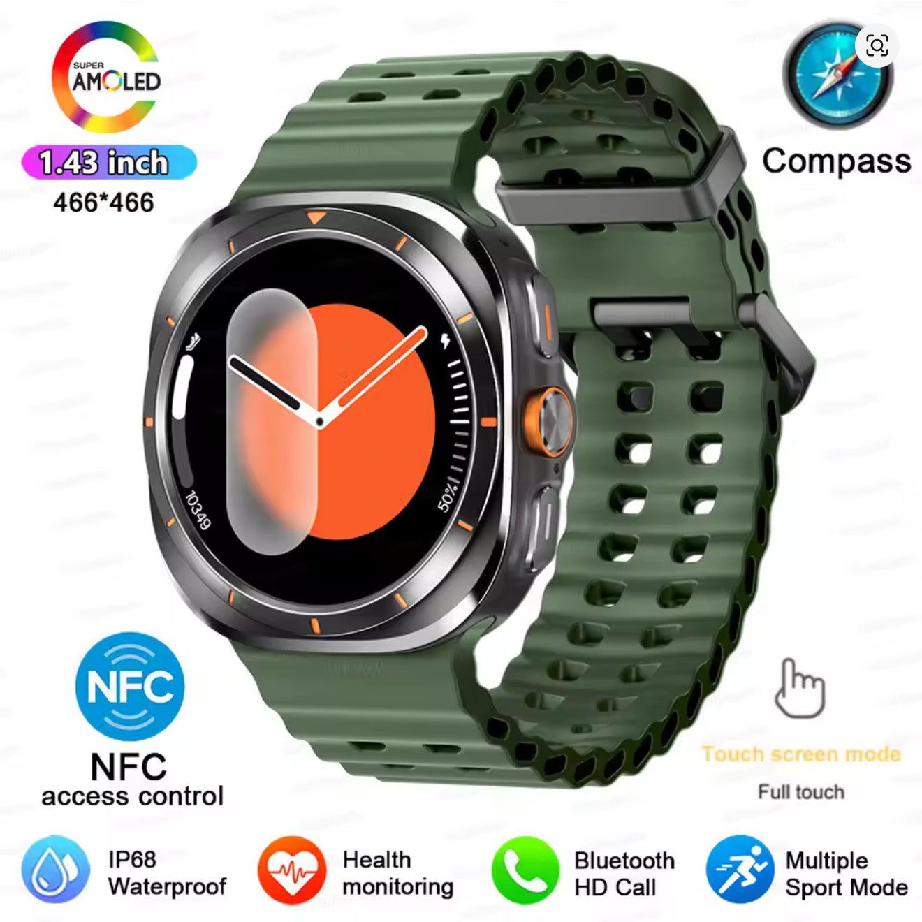 NEW Ultra Men 32GB GPS Smart Watch AMOLED Screen 1.5" Fitness & Health Tracking