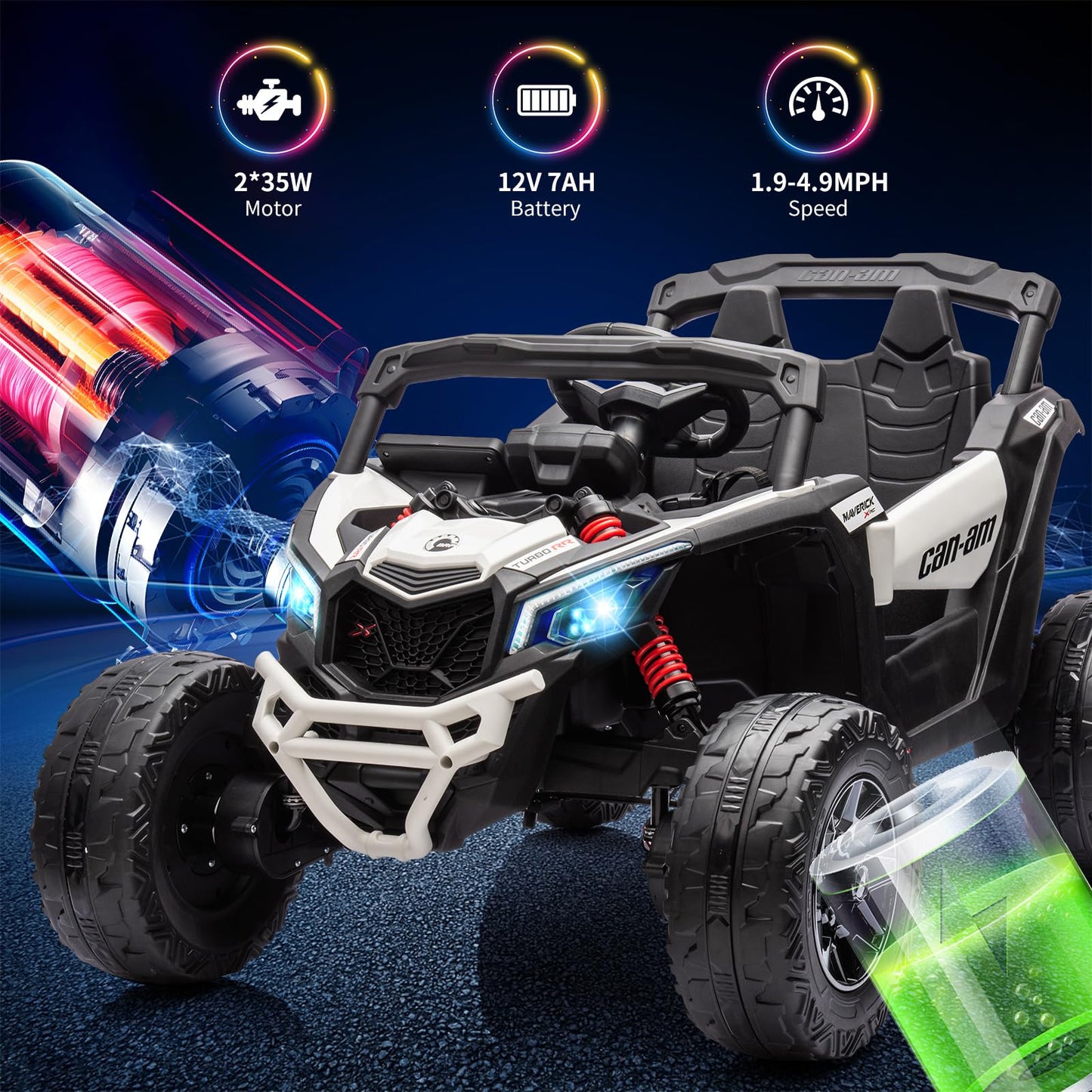 Can-Am Licensed 12V Ride on UTV Car for Kids Electric Fun Toys 4WD Off-Road Quad