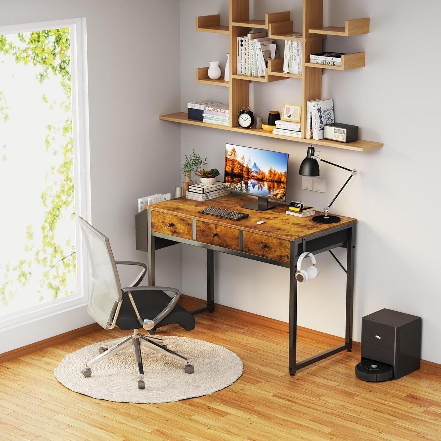 Small White Desk with Drawers - for Bedroom, 32 Inch Home Computer Desk