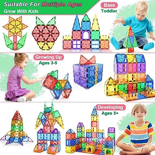 IGIVI Magnetic Tiles Kids Toys, STEM Building Blocks - GREAT GIFT