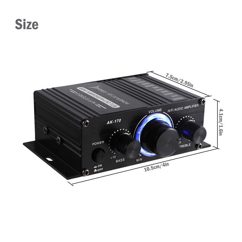 12V Car Household Stereo Mini Hi-Fi Amplifier 2 Channel Audio Power Amp 400W NEW