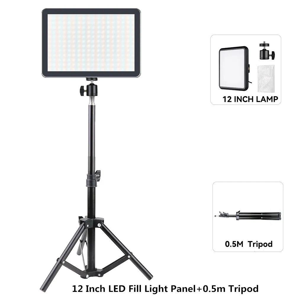 8/12 Inch LED Photography Video Light Panel Lighting Photo Studio Lamp Kit