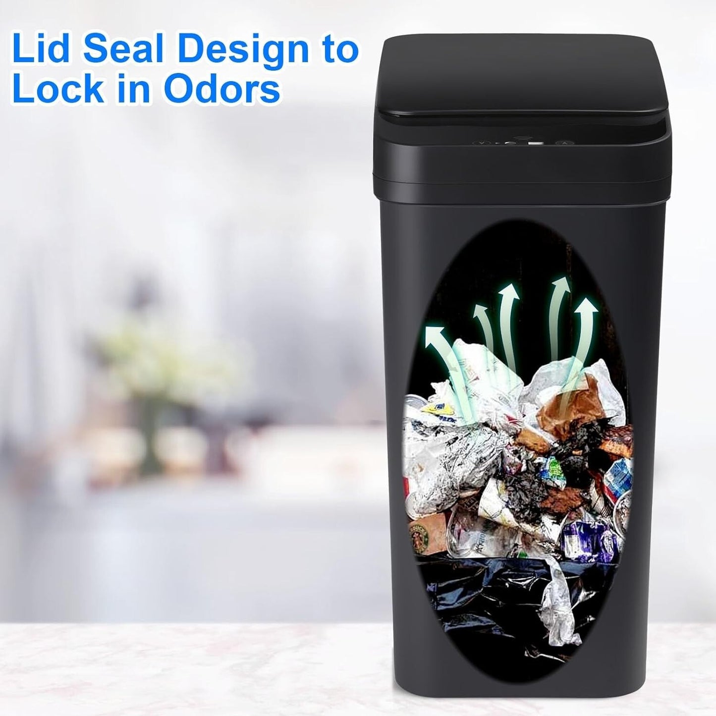 Sleek Automatic Trash Cans 2.2 Gallon - Odor-Sealing, Touchless Design
