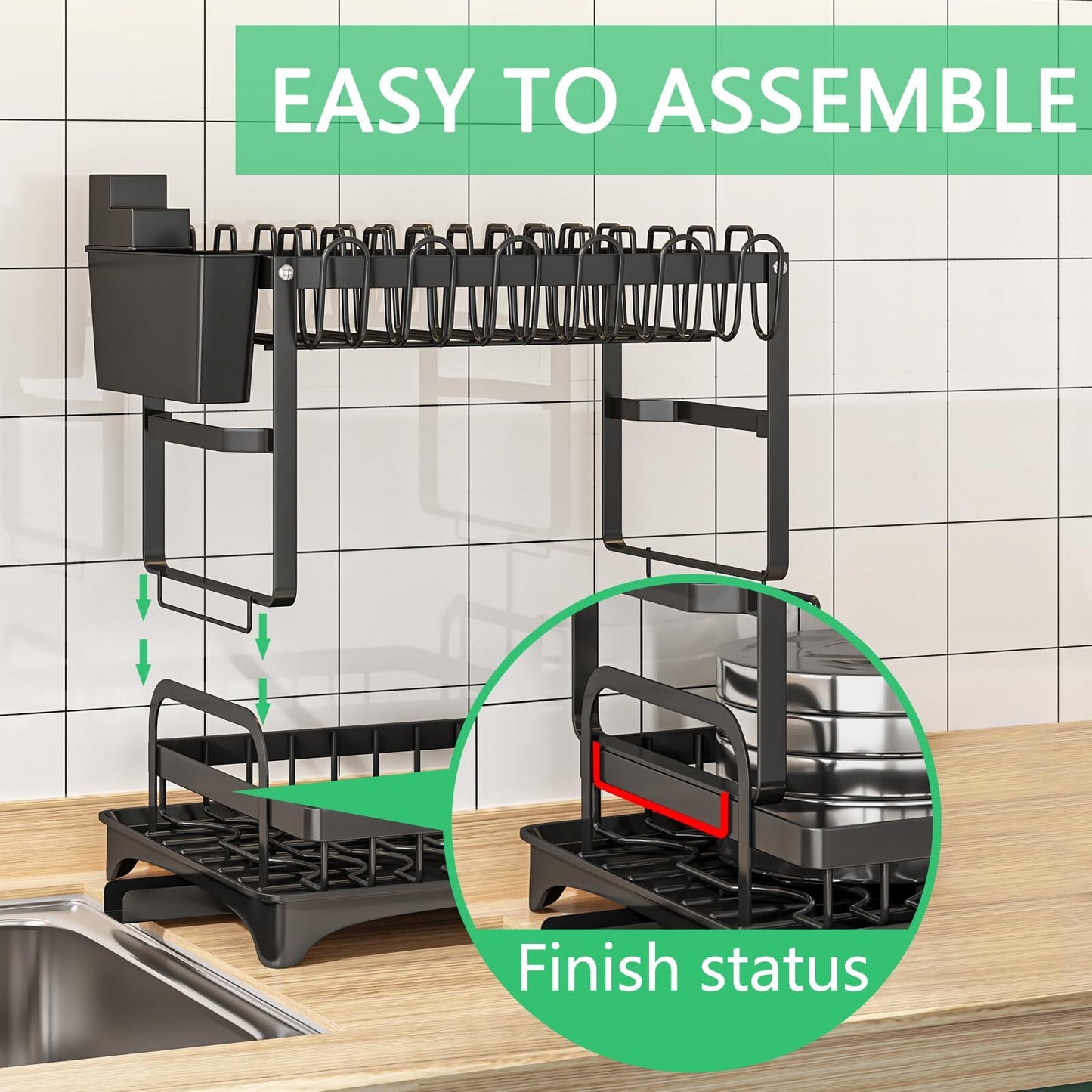 Dish Drying Rack, Multifunctional Dish Rack, Rustproof Kitchen Dish Drying Ra...