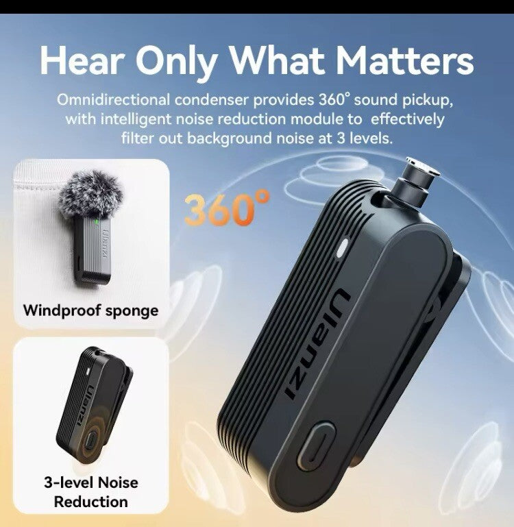 A100 Wireless Microphone Lavalier Lapel MIC for iPhone 16 15 17 Pro & pro max