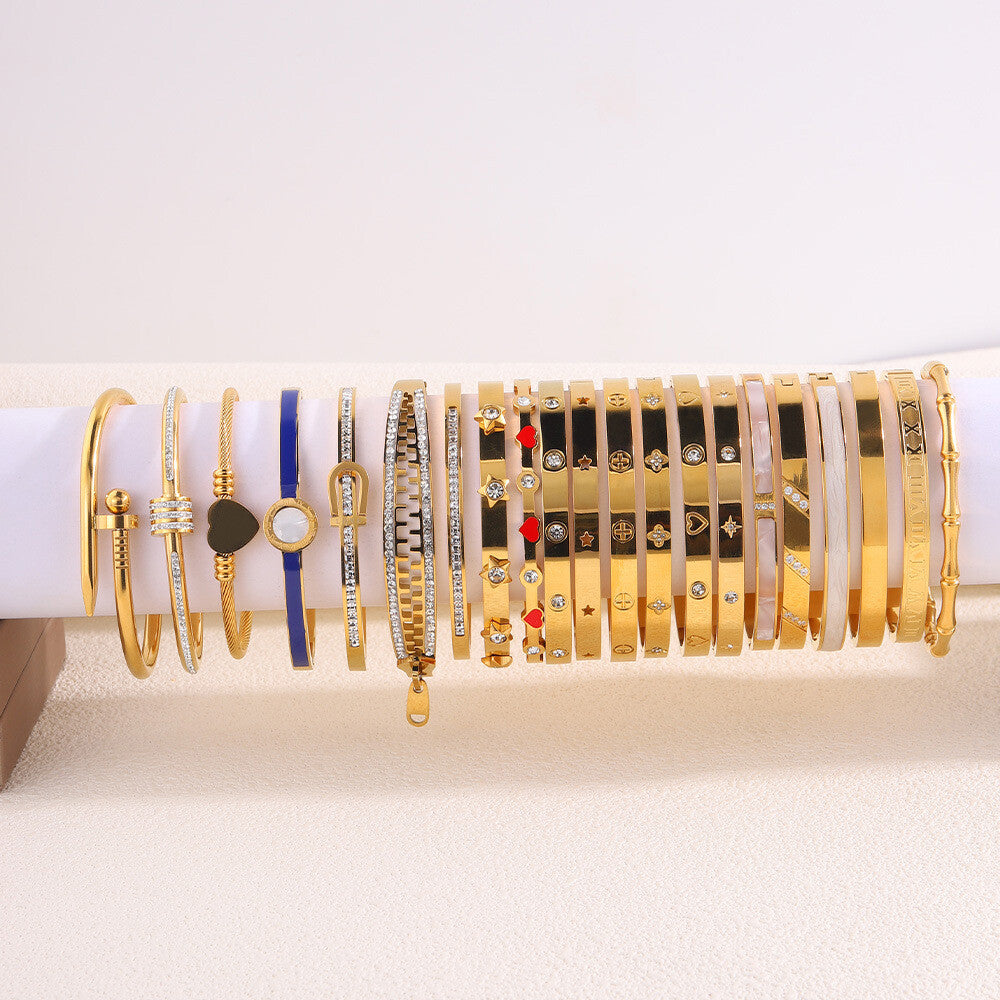 Non fading titanium steel inlaid with rhinestones stainless steel bracelet