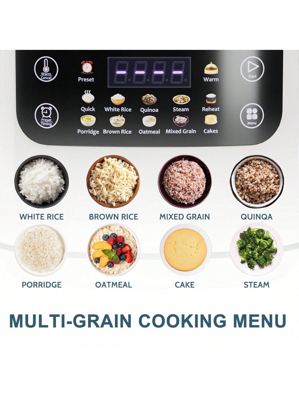 2.1Qt Rice Cooker 12-In-1 Electric Rice Cooker 6-Cup(Uncooked)/12-Cup(Cooked)
