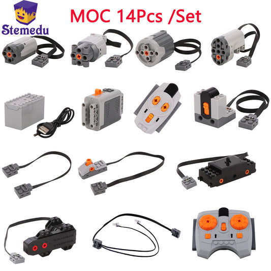 14Pcs/Set Technical Motor Parts MOC Multi Power Functions 8293 8883 99012 88004