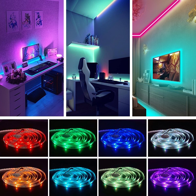 Usb Rechargable LED Strip Lights Led Motion Sensor 5050 RGB Colour Changing Lamp