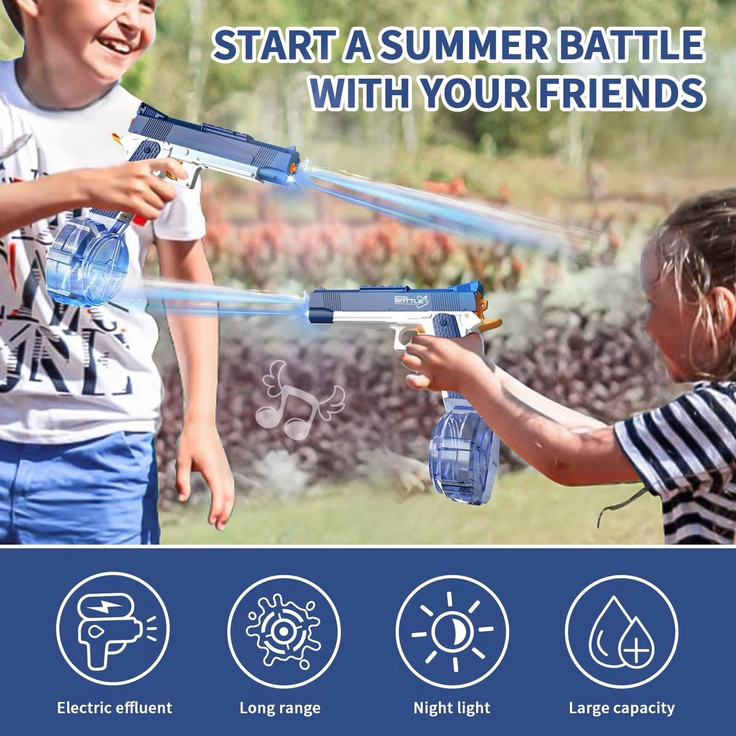 Continuous Fire Electric Water Gun Adult Kids Rechargeable Squirt Gun