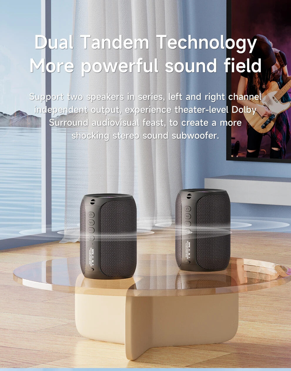 Powerful Bluetooth Speaker, Bass Wireless,LED Light, Outdoor Speakers, Subwoofer