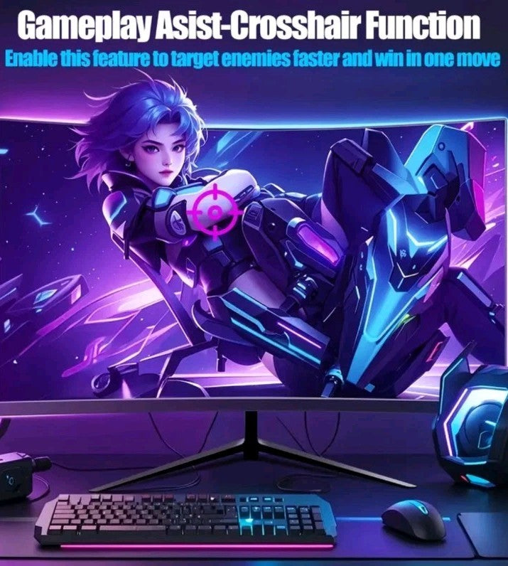27" 2K 2560x1440 QHD 165Hz 1ms Curved Gaming Monitor, Ultra Thin Bazel