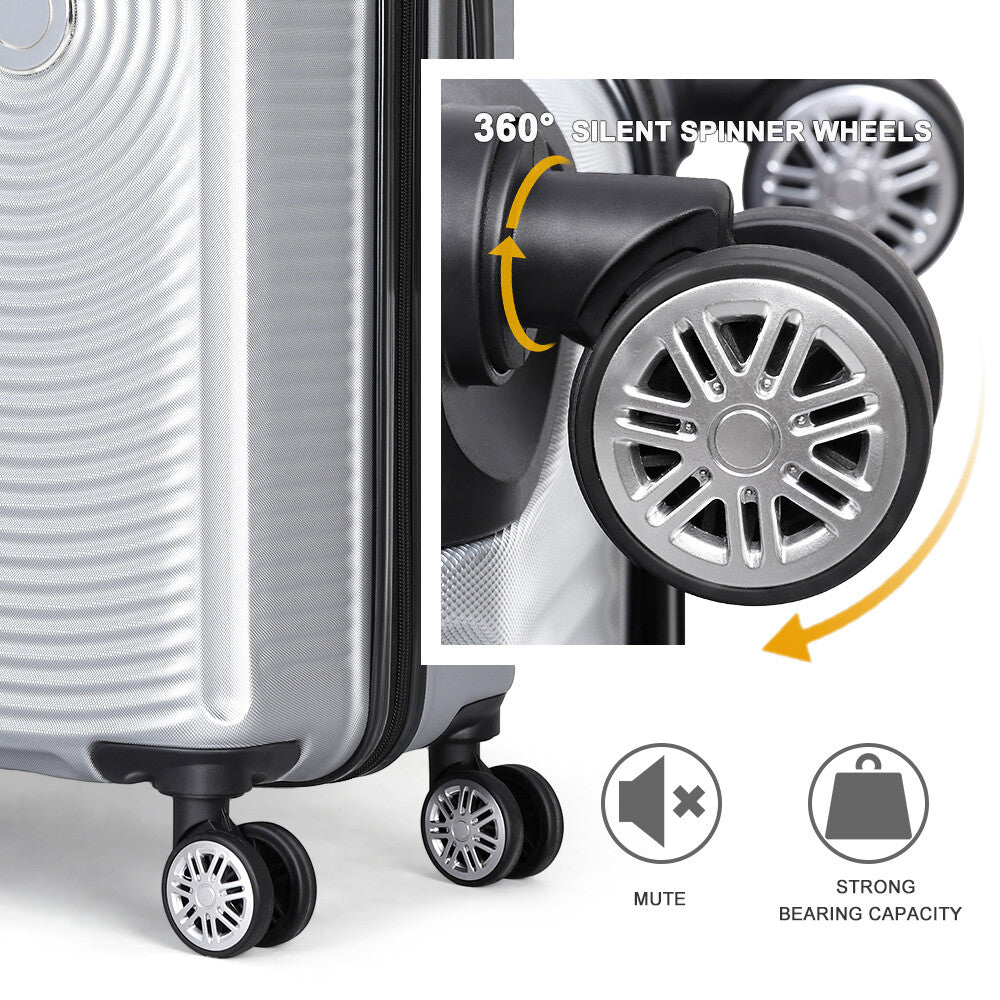 20&24&28" Luggage Travel Set Bag ABS Trolley Hard Shell Suitcase w/Lock 3Pcs