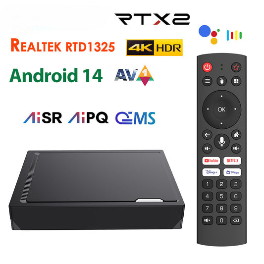 RT-X2 Android 14 TV Box Realtek1325 AI-PQ AI-SR Dolby 1000M Wifi5 Media Player