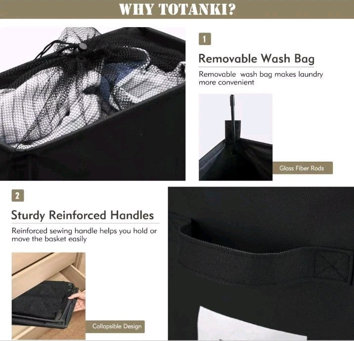 29" X-Large Rolling Laundry Basket on Wheels with Removable Bag, Foldable Laundr