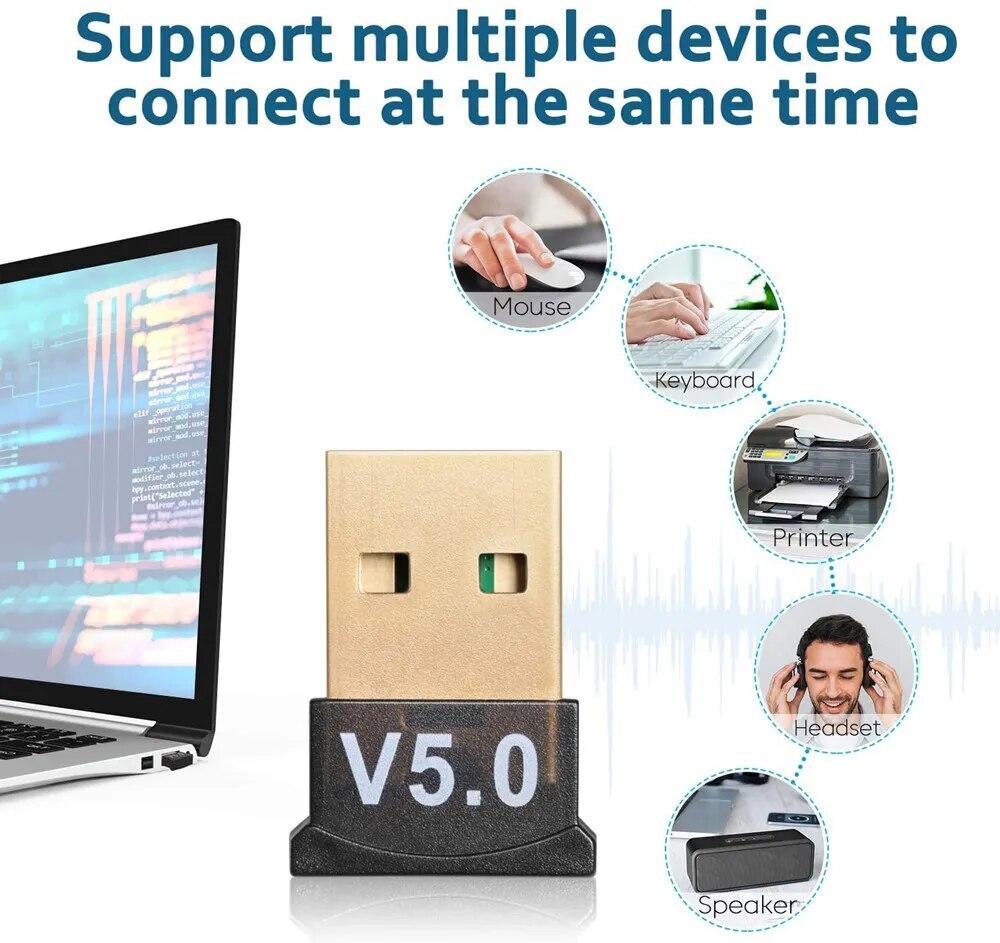 High Speed Bluetooth Adapter, Version 5.0 | PC Mobile Laptop