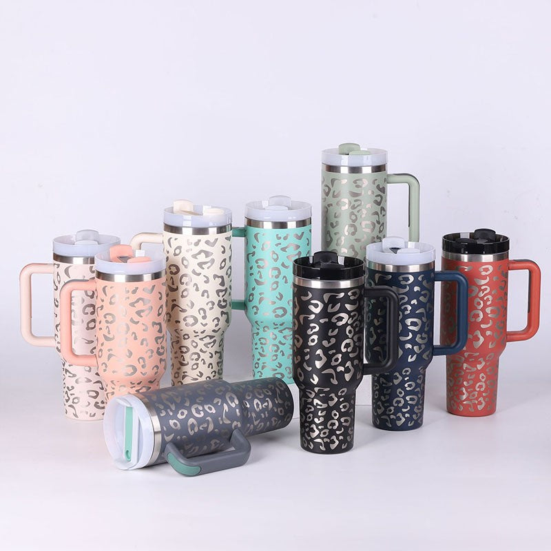 40 Oz Tumbler With Handle Straw Insulated, Stainless Steel Spill Proof Vacuum Co