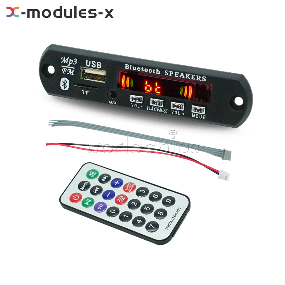 Wireless Bluetooth 12V MP3 WMA Decoder Board Audio Module USB Radio+Battery USA