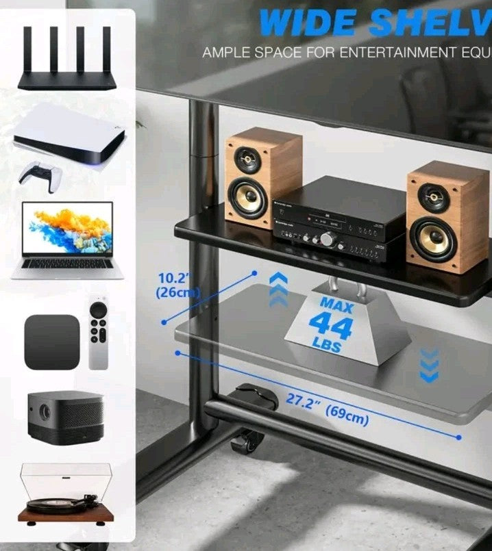 Heavy Duty Rolling TV Stand for 50-92 Inch Large TVs up to 200 lbs, Height Ad...
