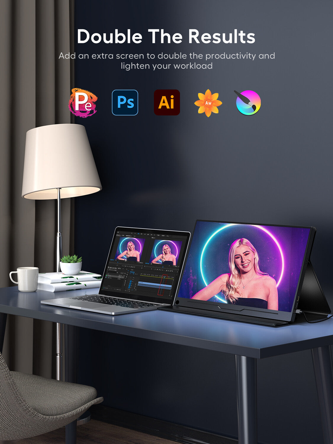 UPERFECT Portable Monitor 18.5 Inch 120HZ with Black Equalizer FPS/RTS,100% sRGB