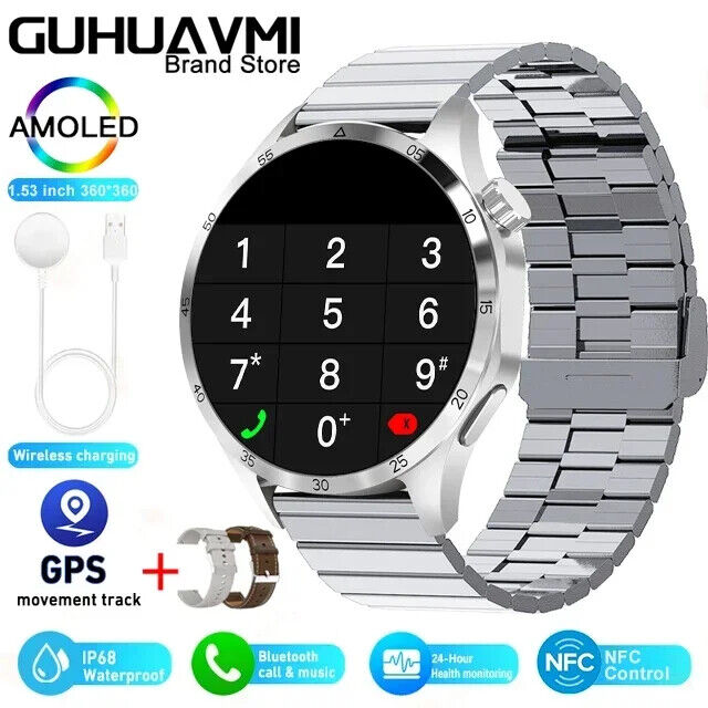 Fitness Tracker NFC Smartwatch Waterproof GPS Heart Rate Bluetooth Call Android
