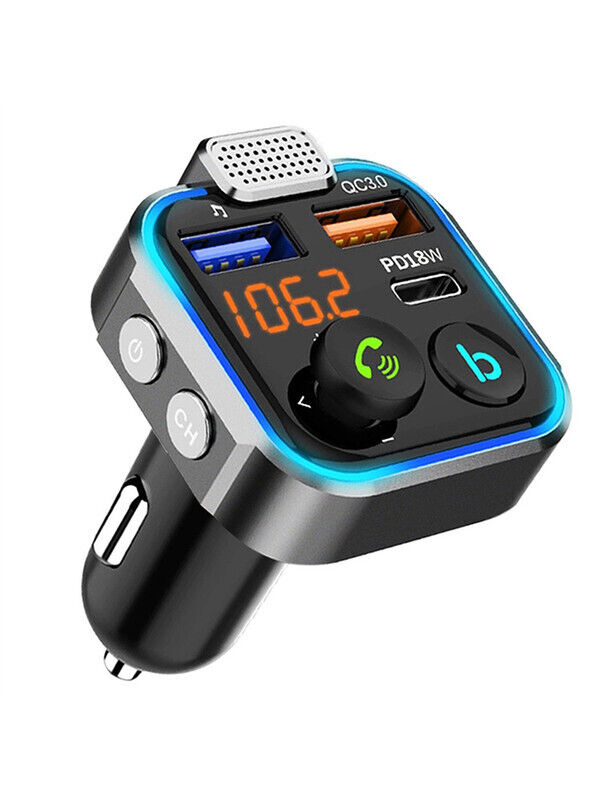 Bluetooth FM Transmitter Car Adapter QC3.0 PD USB Charger FM Radio Handsfree /