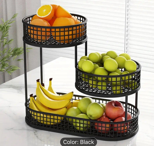 Metal Fruit Basket Vegetables Storage Rack Table Centerpiece Serving Tray