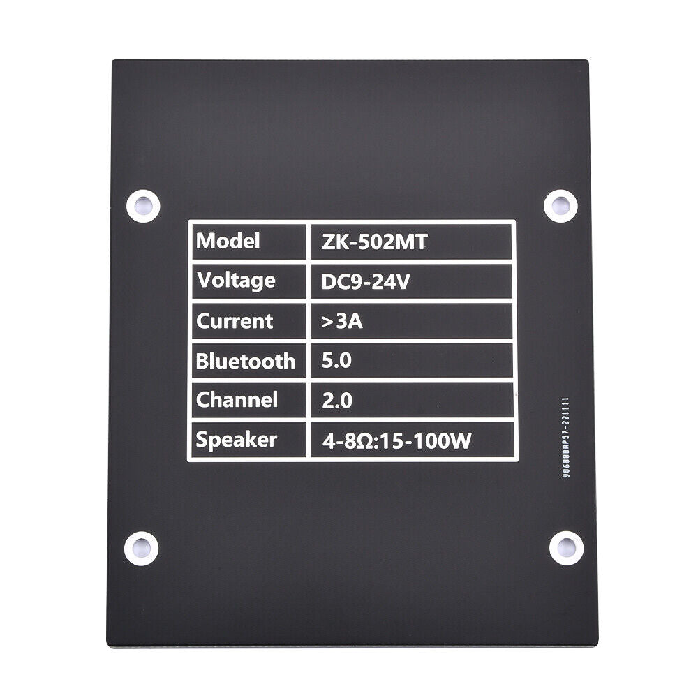 ZK-502MT 50W*2 Bluetooth 5.2 Audio Amplifier Board Module Tone Adjustable DIY.
