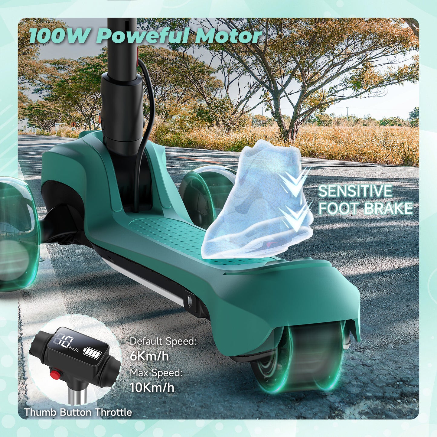 Folding Electric Scooter for Kids Ages 3-12 Bluetooth E-Scooter LED Wheels Gift