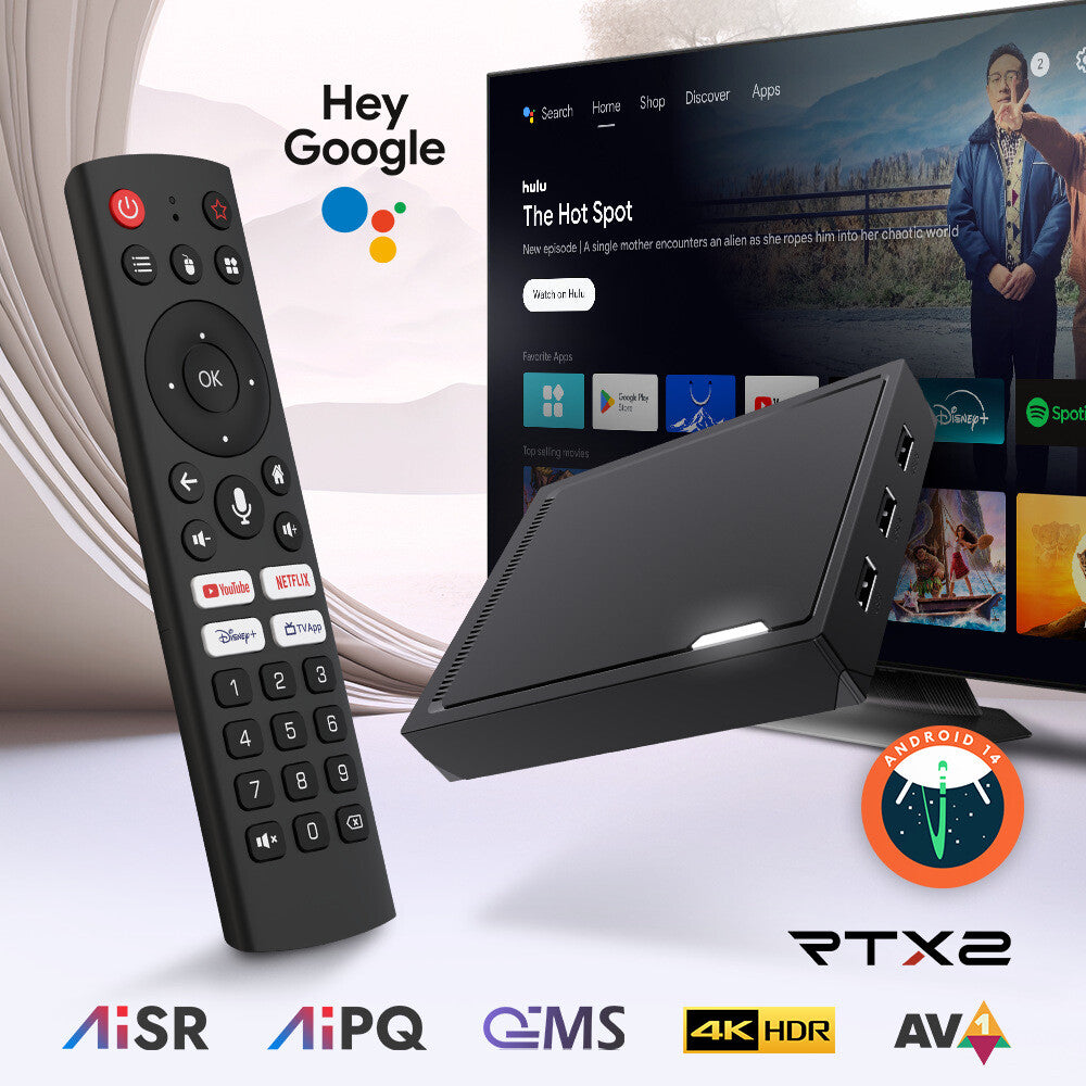 RT-X2 Android 14 TV Box Realtek1325 AI-PQ AI-SR Dolby 1000M Wifi5 Media Player