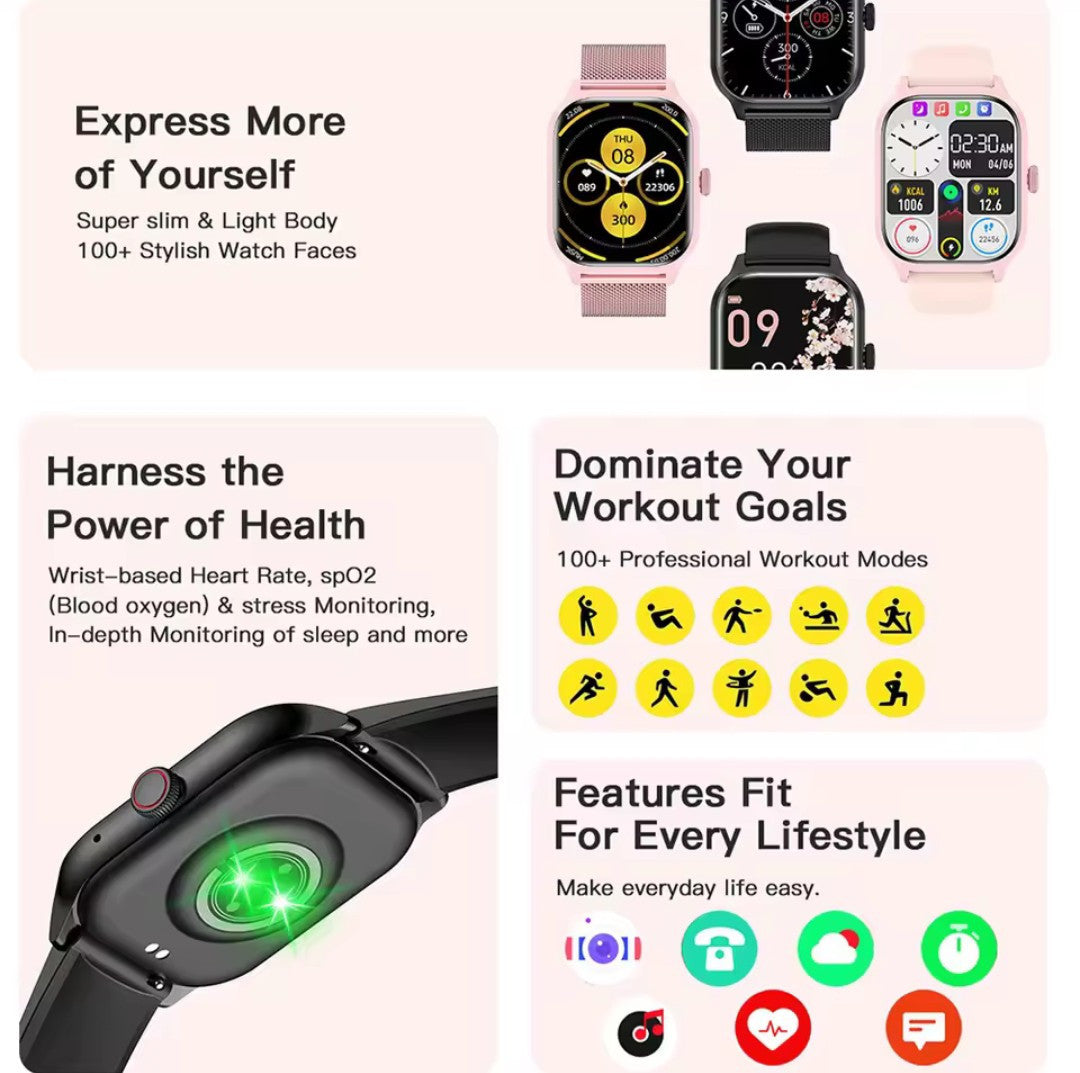 LEMFO LT10 Smart Watch 2024 | Bluetooth Call | Fitness Tracker | Music Control |
