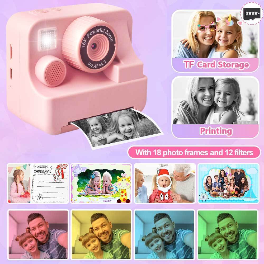 1080P Kids Camera Instant Print 32GB Instant Cameras That Print Photos Gifts  m