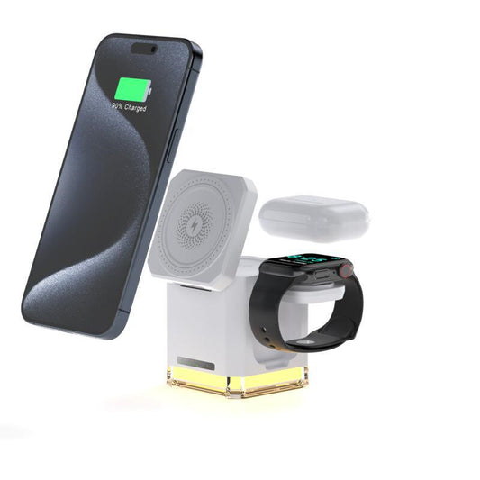 Desktop Cell Phone Holder Foldable Vertical Magnetic 15W Wireless Charger